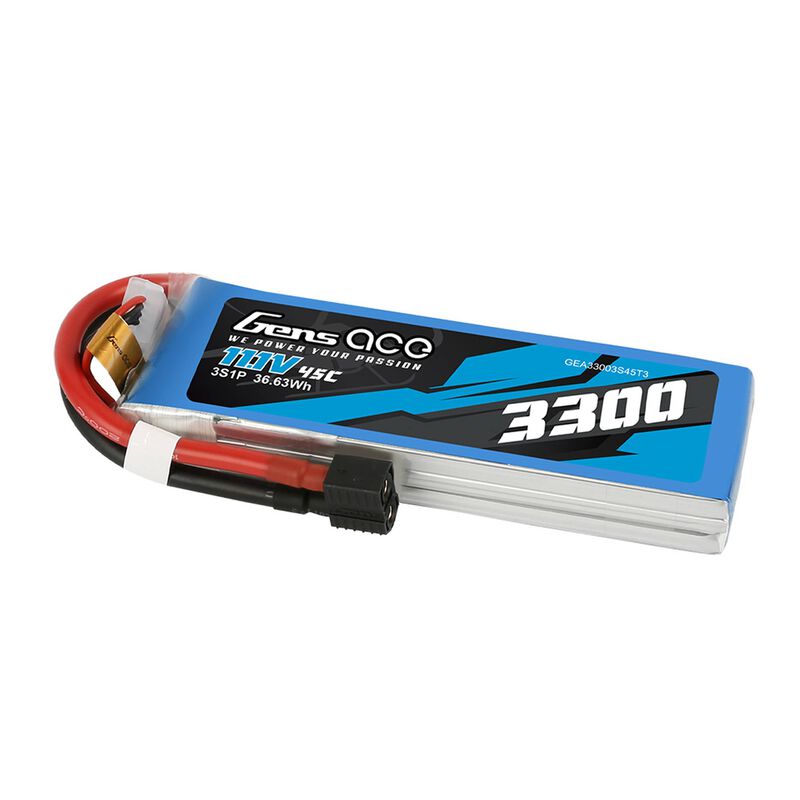 11.1V 3300mAh 3S 45C LiPo Battery: EC3/ Deans