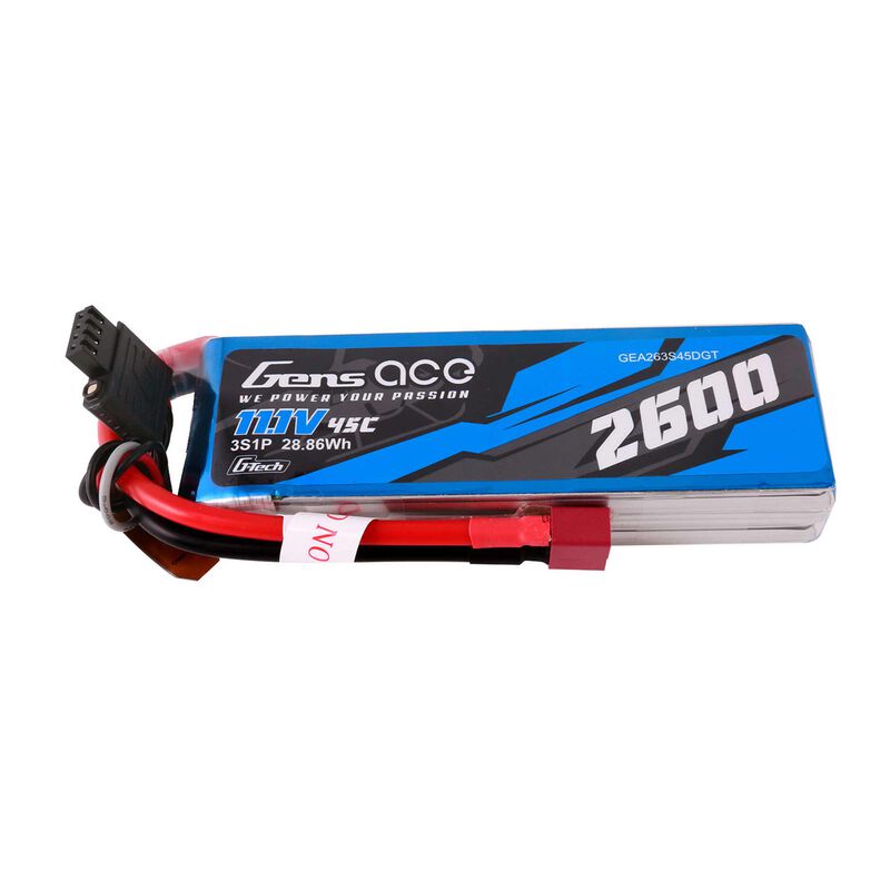 11.1V 2600mAh 3S 45C G-Tech Smart LiPo Battery: Deans