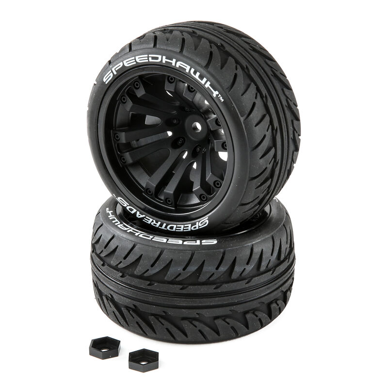 SpeedTreads Speedhawk Tires Mounted (2):  1/10 Stadium/Monster Truck