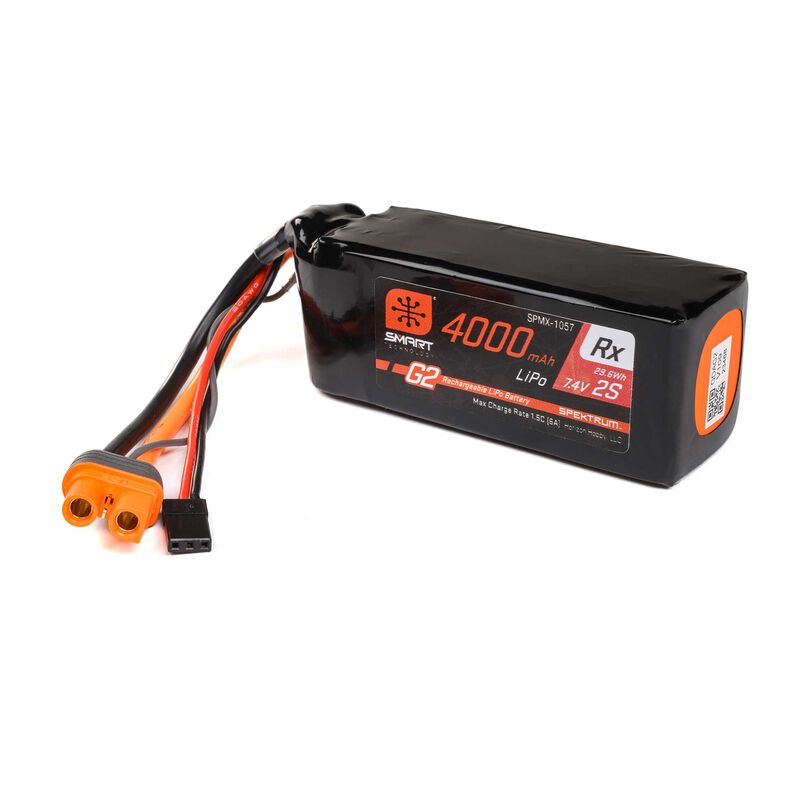 7.4V 4000mAh 2S 15C Smart G2 Receiver LiPo Battery: IC3