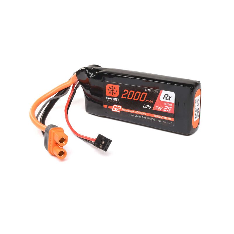 7.4V 2000mAh 2S 15C Smart G2 Receiver LiPo Battery: IC3