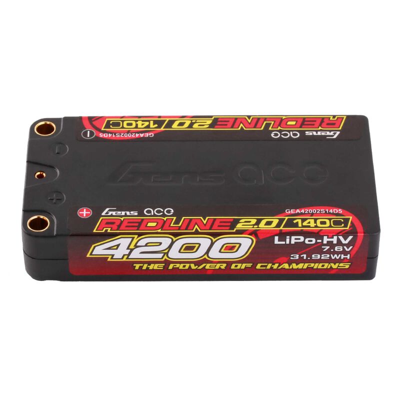 7.6V 4200mAh 2S 140C Shorty Hardcase LiHV Battery: 5mm Tubes