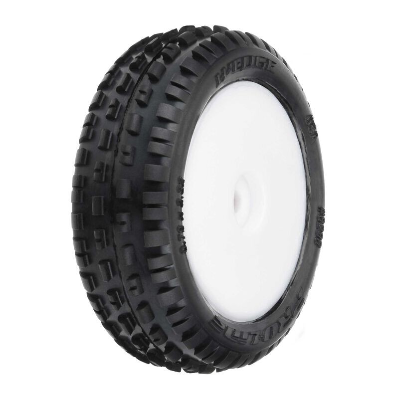 1/18 Wedge Front Carpet Mini-B Tires Mounted 8mm White Wheels (2)