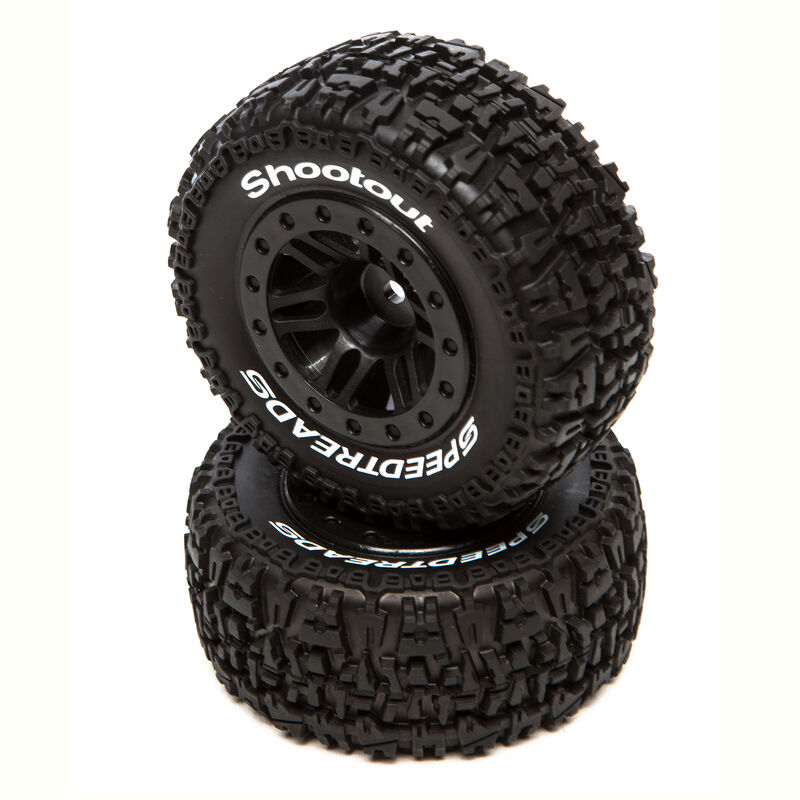 SpeedTreads Shootout SC Front Rear Black Mounted (2): Traxxas Slash, ECX 4X4