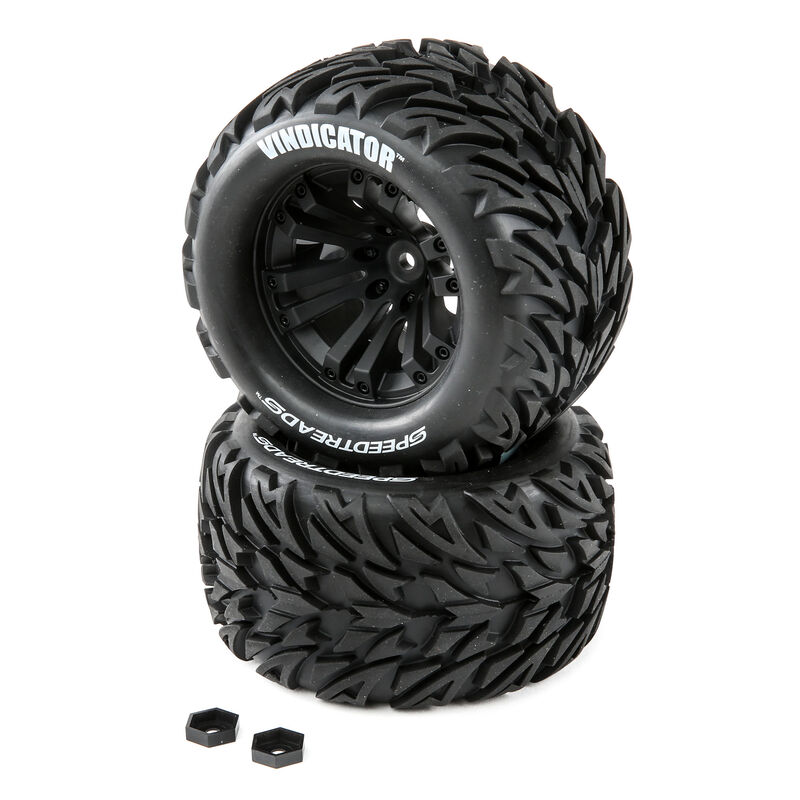 SpeedTreads Vindicator Tires Mounted (2):  1/10 Stadium/Monster Truck