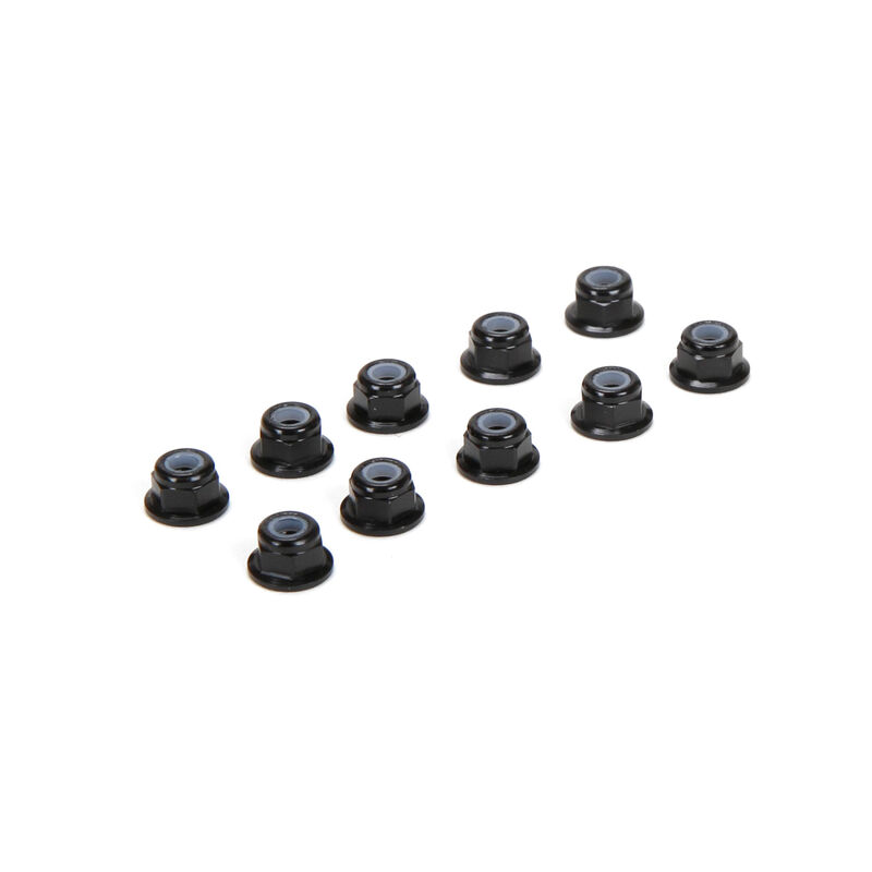 M3 Flanged Aluminum Lock Nuts, Black (10)