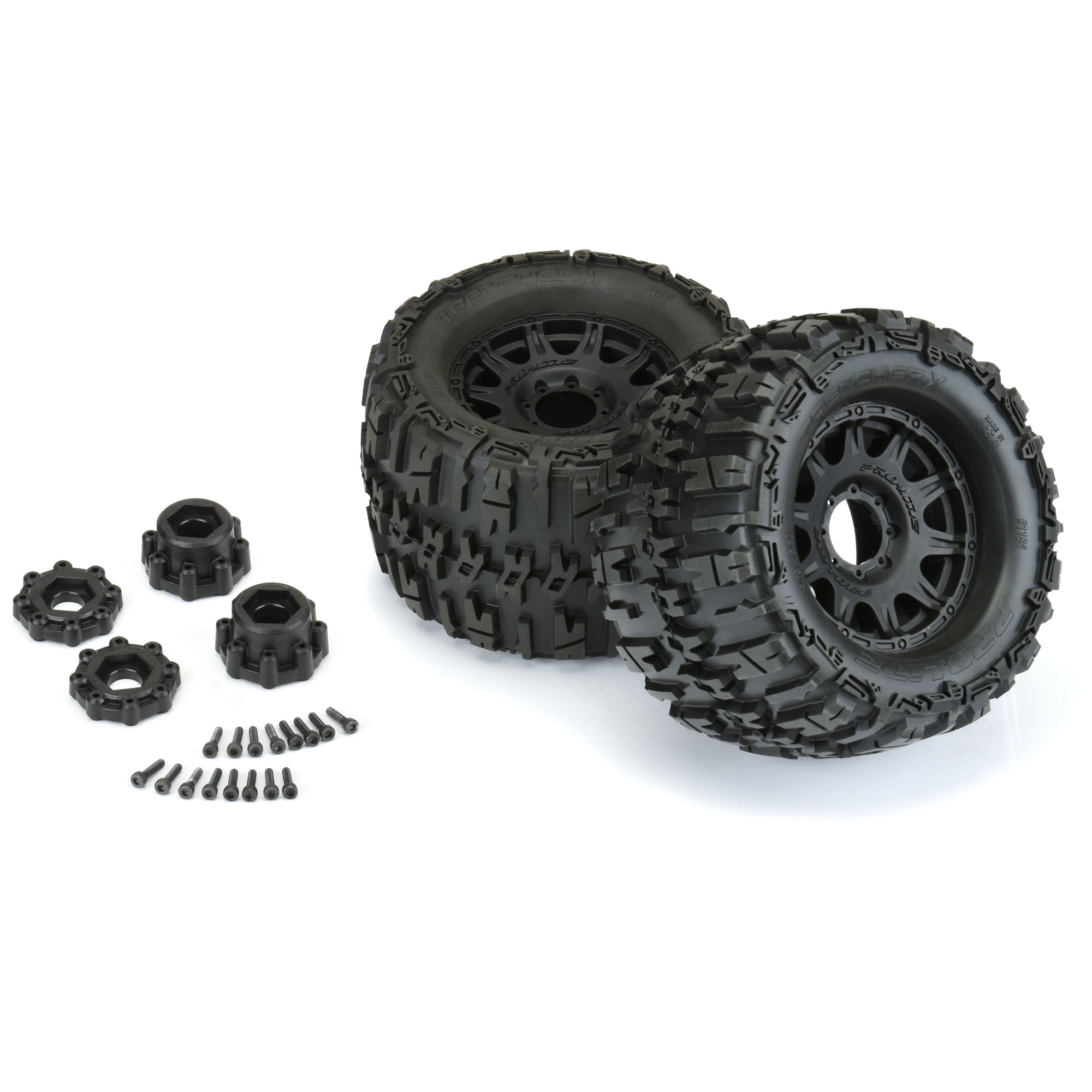 1/8 Trencher X F/R 3.8" MT Tires Mounted 17mm Black Raid (2)