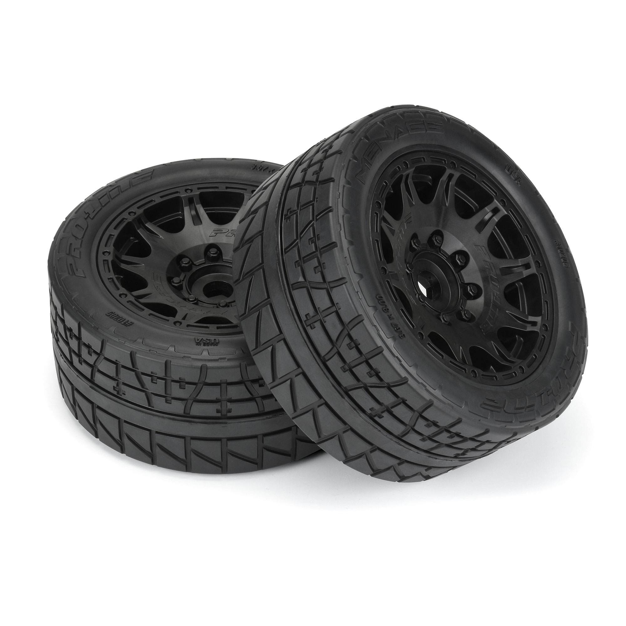 1/6 Menace HP BELTED F/R 5.7" MT Tires Mounted 24mm Blk Raid (2)