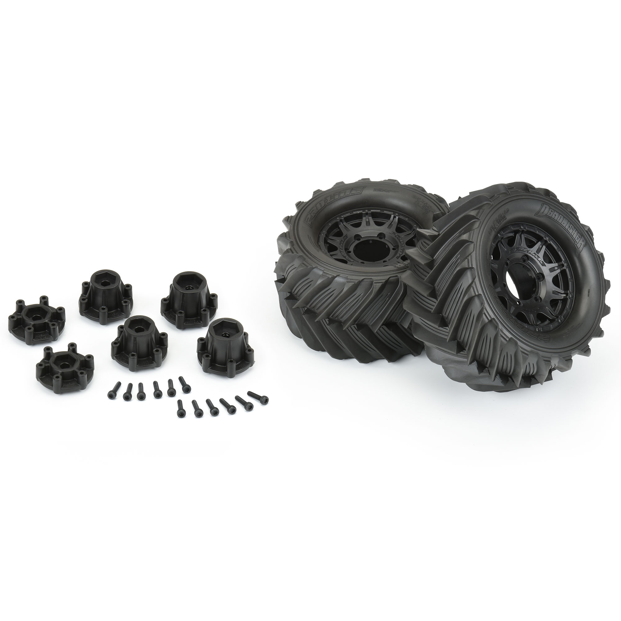 1/10 Demolisher F/R 2.8" MT Tires Mounted 12mm/14mm Black Raid (2)