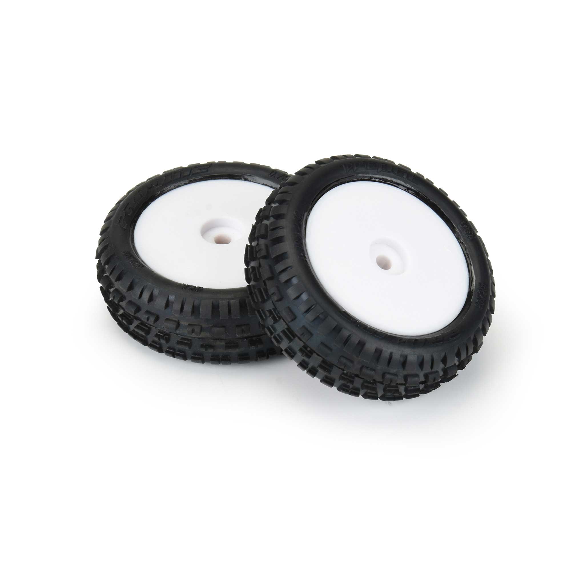 1/18 Wedge Front Carpet Mini-B Tires Mounted 8mm White Wheels (2)