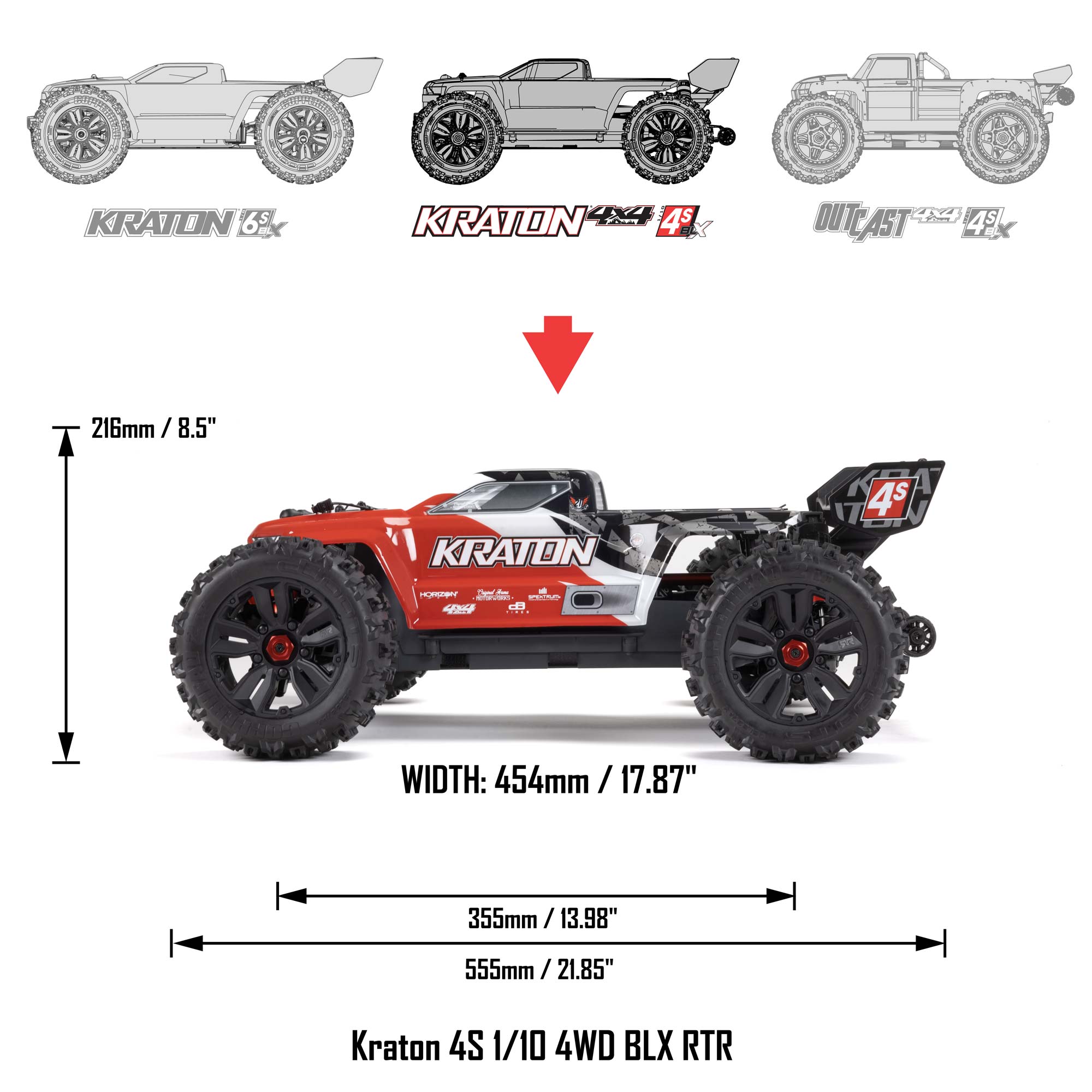 1/10 KRATON 4X4 4S V2 BLX Speed Monster Truck RTR, Blue