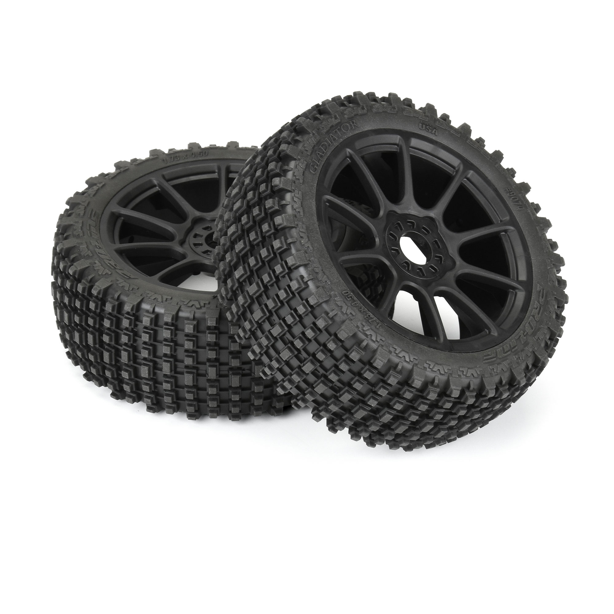 1/8 Gladiator M2 Fr/Rr Buggy Tires Mounted 17mm Black Mach 10 (2)